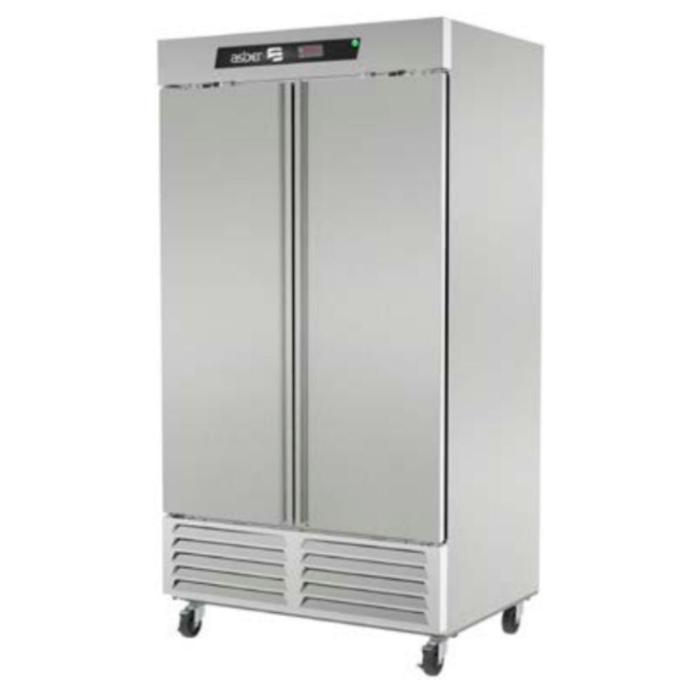 CONGELADOR ASBER ARF-37 HC | Congelador Vertical | 2 Puertas Solidas | Acero Inoxidable | 6 Parrillas | Control Electrónico | Eléctrico | Gris | Carnicería Supermercado Carne | Congelador Paleterias Super Mercados Tiendas de AutoServicio Restaurantes | Vertical | 2 Puertas Solidas | 17 Pies Cubicos | Acero Inoxidable | Congelador Vertical Puerta Solida Restaurante Gourmet Exhibición Evaporación Deshielo Comida Control Electrónico Acero Inoxidable Super Mercado Abarrotes Vinil Negro Llantas Deslazamiento Fác