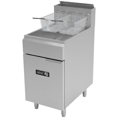 FREIDORA ASBER AEF-75-S | Freidora | 1 Tina | 2 Canastillas | 4 Quemadores | Gas | Acero Inoxidable | Snacks Pollo Papas | Freidora Gas Preparación Alimentos Cocción Tina Canastilla Acero Inoxidable Alambrón Mango Plastificado Quemador Tipo Guitarra Tubo Válvula Desagüe Patas Nivelador Regulable Restaurante Hotel Cafetería Negocio Local Industrial Bistró Guzguera Alitas Snack Papas Francesa Gajo Boneless Salchipulpo Pollo Frito Fritura Termostato Seguridad