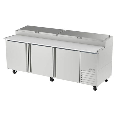 MESA ASBER APTP-93 HC | Mesa Refrigerada | 3 Puertas Solidas | Acero Inoxidable | 6 Parrillas | Eléctrico | 30.2 Pies Cúbicos | Cocina Pizzería Comida Rápida | Restaurante Cafetería Bar Preparación Alimentos Hotel Cocina Industrial