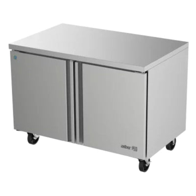 MESA REFRIGERADA ASBER AUTR-48 HC | Mesa Refrigerada Bajo Mostrador | 13.3 Pies Cúbicos | 2 Puertas Solidas | Acero Inoxidable | Eléctrico | 2 Parrillas | Restaurante Cafetería Negocio | Bar Preparación Alimentos Frescos Frescura Refrigeración Ingredientes Verduras Frutas Cocina Platillos Preparación