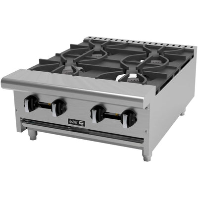 PARRILLA ASBER AEHP-4-24 | Parrilla | 4 Quemadores | Gas | Acero Inoxidable | Restaurante Fonda Cafetería Hotel | Derrames Charola Parrilla Quemador Nivelador Cocción Cocina Industrial Negocio Preparación