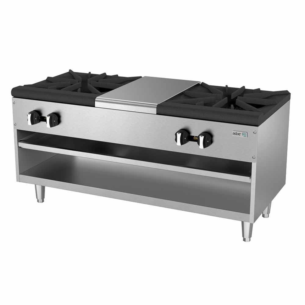 Asber Aesp-48-4 Fogon Gas 4 Quemadores Triples Acero Inoxidable. Ideal para su uso en restaurantes, cocinas económicas, fondas, banquetes, cafeterías, comedores industriales, para preparación de alimentos, comida, cocción, cocinar, carnes, etc. Envíos seguros a todo México. Cotiza hoy mismo. 