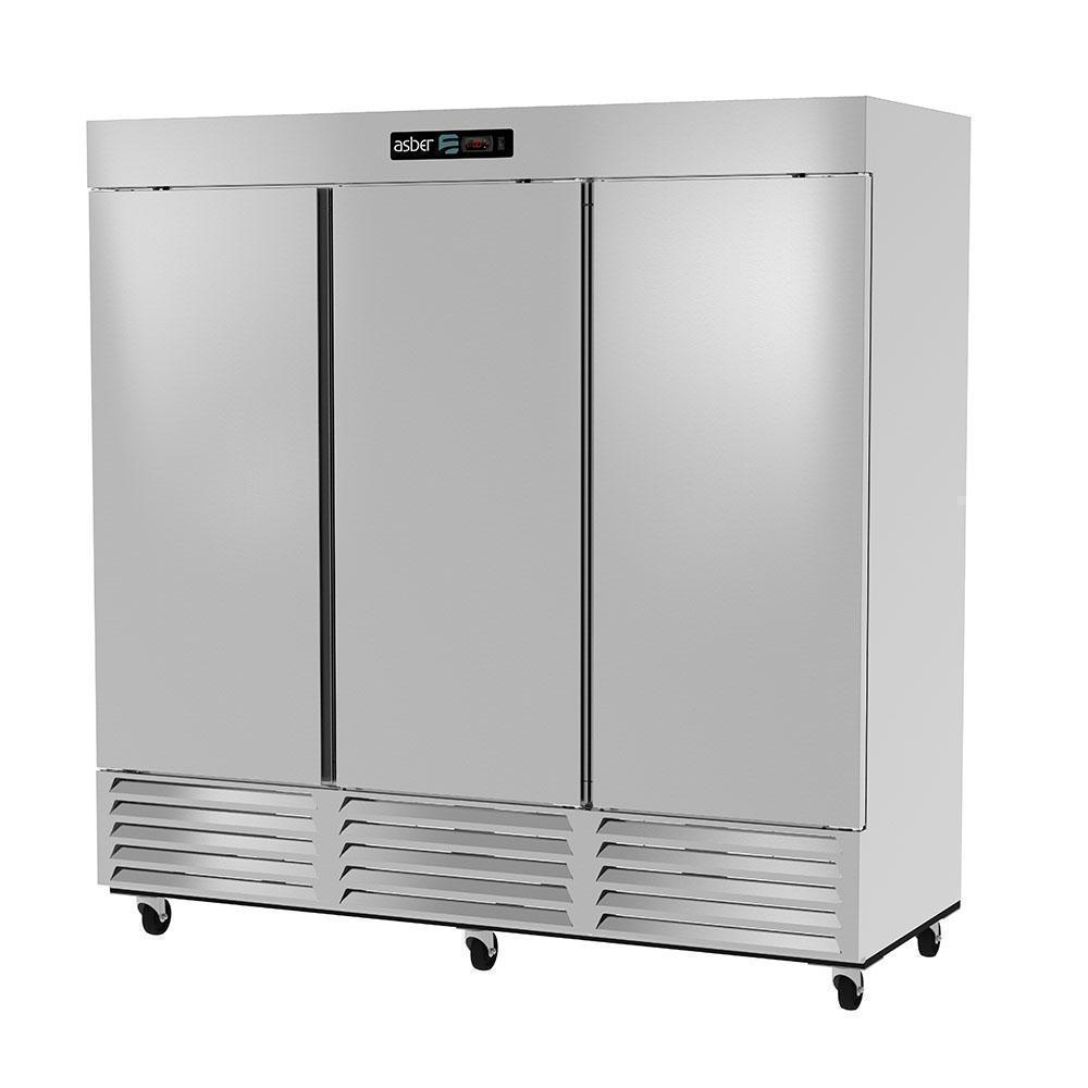 Asber ARF-72-H Congelador Vertical 3 Puertas Solidas 9 Parrillas Acero Inoxidable - Congeladores - Asber - KitchenMax Store